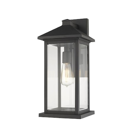 Z-Lite Portland 1 Light Outdoor Wall Sconce, Black & Clear Beveled 531MXL-BK